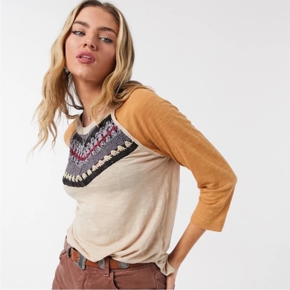 Free People We The Free Chevron Knit Tee quarter sleeve top